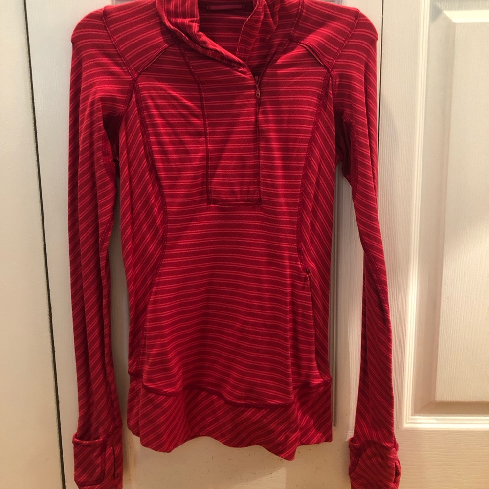 Lululemon Red Stripped Pull Over - image 1